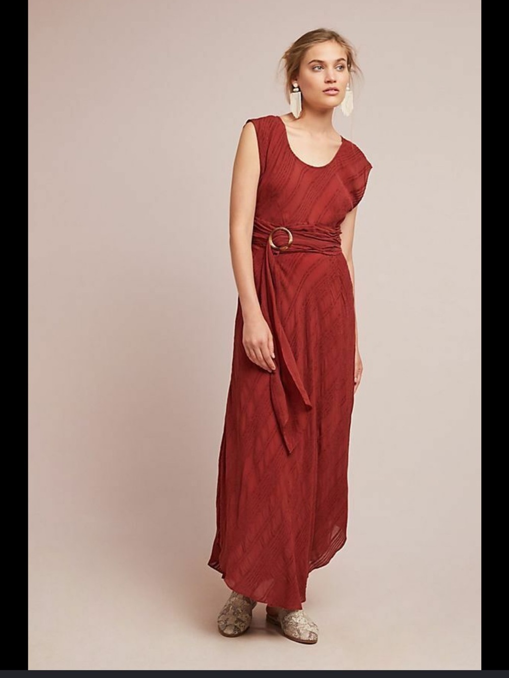 Moulinette Soeurs Rust Cap-Sleeve Maxi Dress